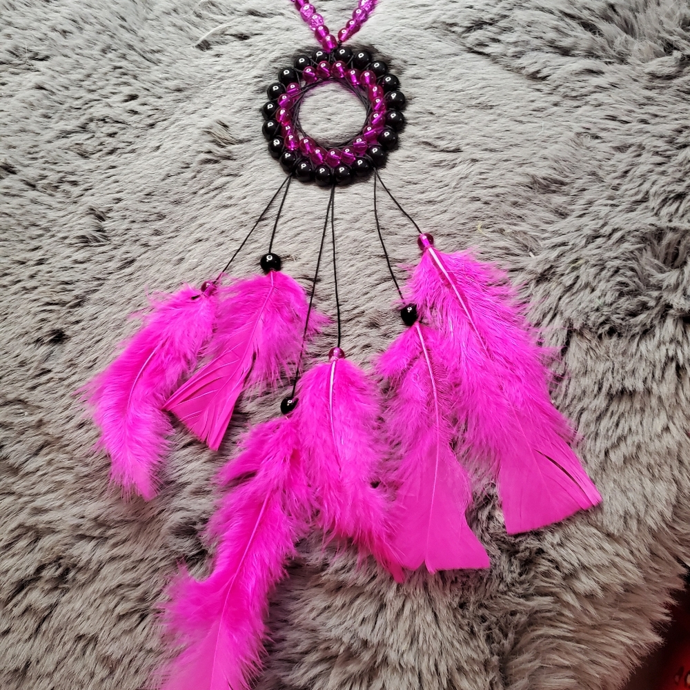 Vibrant Pink Feather Dreamcatcher